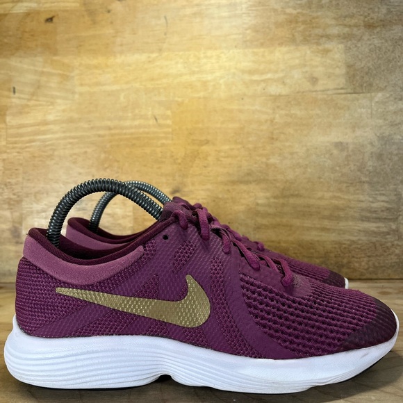 Nike Shoes - Nike Revolution 4 Womens Size 7.5 (6Y) Running Shoes Tea Berry/Metallic Gold